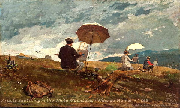 Artists Sketching in the White Mountains - 1868 - Winslow Homer - Image on Backinthesameboat.com - Verloren Hoop Productions